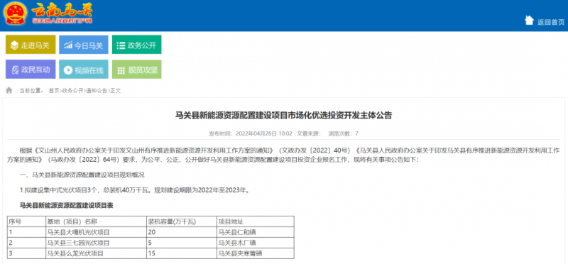 大力推廣屋頂分布式光伏 云南馬關(guān)啟動400MW光伏優(yōu)選！