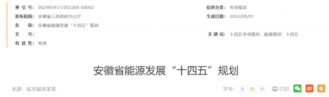 安徽：十四五新增風(fēng)電388萬(wàn)千瓦、光伏1430萬(wàn)千瓦