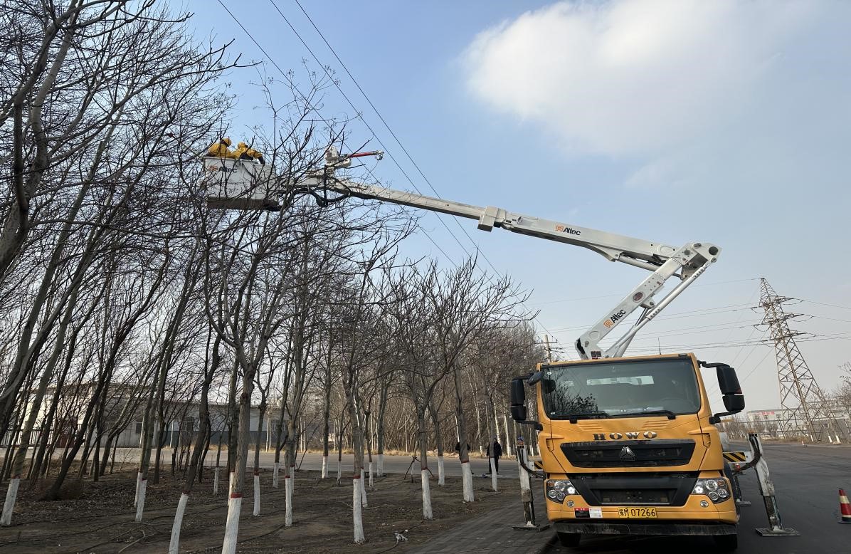 阿拉善供電公司配電帶電作業(yè)處開春修“新枝” 小哥化身“理發(fā)師”