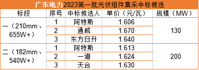 雙面655W+1.606元/瓦，阿特斯預中標廣東電力330MW組件集采