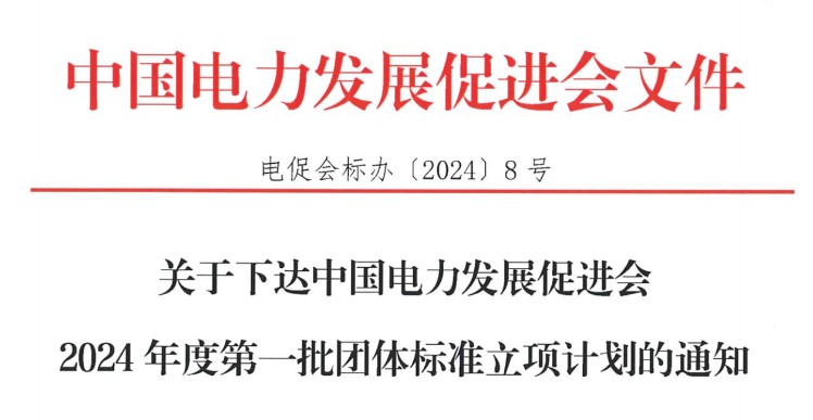 關(guān)于下達(dá)中國電力發(fā)展促進(jìn)會2024年度第一批團(tuán)體標(biāo)準(zhǔn)立項計劃的通知